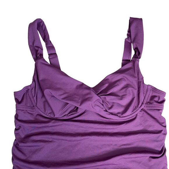 Anne Cole Plum Twisted Front Underwired Tankini Top Size 34B - Picture 4 of 10